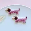 Accesorios de Perro Salchicha de Dibujos Animados, Charms para Zapatos DIY, Pinzas para el Cabello, Adornos para el Cabello, Pegatinas para Funda de Teléfono, Colgantes para Llavero