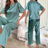 Nuevo Conjunto de Pijama para Mujer Más Vendido, Color Sólido, Pijama Suave y Cómodo para Mujer con Pantalón de Pijama, Conjunto de Dos Piezas, Talla Estándar Europea