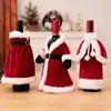 Vestido de Festa Festival de Natal Estilo Garrafa de Vinho Tinto Capa com Acabamento em Veludo Roupa Externa para Garrafa de Vinho Decoração de Mesa Pequenos Itens
