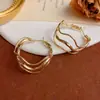 Amazon Moda Europeo y Americano Pendientes Asimétricos de Metal de Múltiples Capas Simples Aguja de Plata S925 Lujo Accesible Pendientes Exagerados Venta al por Mayor
