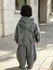 Conjunto de Sudadera con Forro Polar de Invierno para Niños Estilo Coreano Ropa Deportiva Fresca y Moderna para Niños Conjunto de Dos Piezas Ropa para Niños Pequeños y Niños Pequeños Comercio Exterior