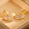 Aretes de Corazón Microincrustados con Circonita Baño de Oro Real Nuevo Estilo Joyería de Moda Pendientes de Diseño de Lujo Accesible para Mujer