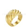 Anillo de dedo de sarga de moda de estilo europeo y americano de acero de titanio chapado en oro de 18 quilates, personalizado, retro, de cara ancha, anillo estilo viento ins R204068