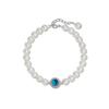 Pulseira de pérola eletroforética de prata grossa Aquamarus, leve, luxo, nicho, estilo francês, feminina, pulseira de pérola de vidro Shijia, joia de mão