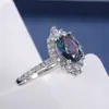 Anillo de dama de cuatro garras con circonita de colores incrustada, el más vendido, anillo de propuesta para pareja r7482