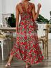 Amazon 2025 Vestido Midi Feminino com Gola Halter, Cadarço, Ombro a Ombro, Estampado e Cós Elástico, Estoque Pronto de Fábrica