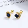 Brincos de tarraxa com cristal azul lua em prata de lei 925, moda feminina, trendy, ins, fecho torcido, tarraxa para cartilagem da orelha, joia versátil