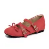 2026 Novo Estilo Retrô Rebite Laço Bico Quadrado Sapatilhas Vermelhas Sapatos Únicos Sapatos Mary Jane Femininos