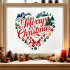 Estilo Acuarela Retro Corazón Navidad Santa Pegatina Estática para Ventana de Vidrio Sala de Estar Balcón Ventana de Piso a Techo Pegatina de Decoración Navideña