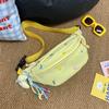 Bolsa de Peito Feminina Estilo Japonês Fofa Bordada Bolsa de Cintura Simples Leve Bolsa de Ombro Feminina Casual Esportiva Estudante Bolsa Transversal
