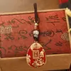 Collar colgante de escritura de Buda loto de cobre puro, colgante pequeño de latón, llavero para coche, adorno colgante, accesorio, artículo pequeño de cobre