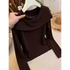 Suéter de punto único y hermoso color café, perfecto como chal o suéter, un top elegante y con estilo para mujeres en otoño
