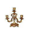 Candelabro Barroco Vintage de 3 Brazos de Resina, Portavelas Dorado Antiguo con Vasos de Aluminio para Boda y Decoración de Mesa del Hogar