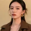 Estilo Retro Nostálgico Aros Circulares Dorados y Plateados con Puntos Negros, Aretes Grandes con un Toque de Lujo Ligero y Moda, Accesorios de Oreja Exagerados Versátiles de Alta Gama