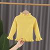 Suéter Base para Niñas Otoño e Invierno Nuevo Suéter Tejido para Bebé Suave Cera Oreja Cuello Medio Estilo Coreano Top Interior para Niños
