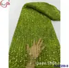 Vestido de Noiva Retro Francês Totalmente Bordado com Lantejoulas Flor Grande Bordado Tecido de Renda Vestido Vestido Malha Bordado Atacado