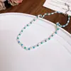 Hanluo~Colar Colorido de Coração em Acrílico, Doce e Elegante da Moda, Design de Corrente para Clavícula, Colar de Nicho Atacado