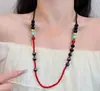 Cos Qianzhi Ren réplica collar de cuentas de color rojo contrastante accesorio periférico estilo chino cadena para la clavícula temperamento versátil cadena para la clavícula