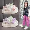 Tênis Baixo Infantil, Sapatos Esportivos para Meninas, Novo Estilo Outono Casual Infantil, Versátil Sola Macia Sapatos de Princesa para Meninas