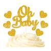 Tarjeta para pastel de bebé, superventas en Amazon, con polvo dorado brillante que no se cae, ideal para fiestas de bebés, complemento decorativo para tartas.