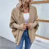 Cardigan Suéter de Tricô Feminino Casual Solto Cor Sólida Manga Morcego Estilo Europeu e Americano Novo Outono/Inverno 2026