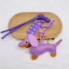 Novo Chaveiro Pingente Dachshund de Couro PU de Alta Qualidade Pingente Criativo de Corda Trançada Bolsa Pequena de Joias DIY