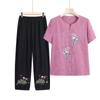 Conjunto de Ropa de Verano para Abuela, Algodón Puro Manga Corta Modelo Nuevo 2025, Camiseta para Mujeres de Mediana Edad y Mayores, Ropa para Mamá para Personas Mayores y Señoras Mayores