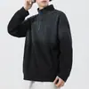 Camisa polo masculina de manga comprida, novo estilo primavera/outono, corte solto, gola alta, zíper parcial, moda masculina moderna estilo americano
