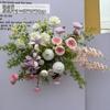 Arranjo de Flores Artificiais Estilo Monet para Exterior Flores de Solo Rosa Púrpura Decoração de Fundo de Casamento Layout Flores para Caminho de Casamento Banquete de Noivado