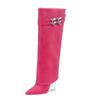 2024 inverno comércio exterior novo pontiagudo salto alto salto de cristal cunha plus size de peito duplo joelho até o joelho botas calça botas