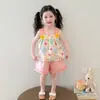 Conjunto Ligero de Verano para Niñas 2026 Nuevo Estilo Coreano Infantil Estampado Floral Camisola Shorts de Bebé de Verano Conjunto de Dos Piezas
