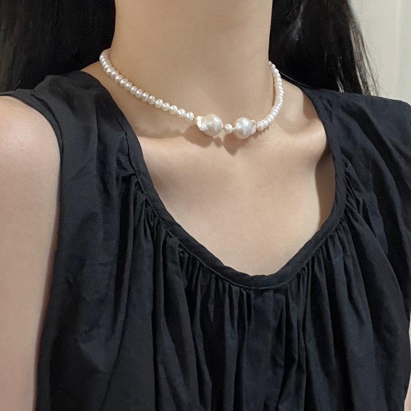 不规则巴洛克吊坠珍珠项链14k注金时尚高级感天然淡水珍珠锁骨链