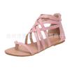 Deseo Sandalias Romanas Planas de Verano para Mujer con Tiras Tejidas y Puntera Clip Zapatos de Mujer de Comercio Exterior Talla Grande 41 42