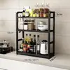 Prateleira de Armazenamento de Temperos para Cozinha, Porta Hashis e Facas, Organizador Multifuncional de Temperos para Bancada, Prateleira de Temperos de Múltiplos Andares