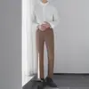 Nueva camisa casual de manga larga para hombre estilo chino maduro, corte slim, libre de arrugas, cuello mao, camisa verde oscuro con un aspecto atractivo y fluido, camisa estilo traje
