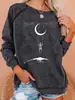 Serie de Cráneos de Halloween Nueva Divertida Impresión de Espacio de Viaje con Calavera Sudadera con Capucha de Cuello Redondo Manga Larga Otoño