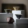 Taza de Té de Cerámica Gruesa Estilo Japonés Dinastías Tang y Song con Borde Floral, Juego de Té Kung Fu, Taza de Té de Arcilla Estilo Antiguo Cerámica Taza de Té Doméstica, Taza Individual con Borde Floral, Taza Pequeña