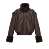 Roupas Femininas Europeias e Americanas Atacado Transfronteiriço Aliexpress Moda Casual Jaqueta com Gola Alta Casaco de Couro