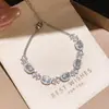 Coleção Estrela Azul Marinho! Pulseira de Zircônia Oval Laço Pulseira Transparente Estilo Fada Luxo Leve Sensação de Alto Padrão Joia de Mão Atacado
