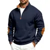 Sudadera casual de moda retro con patchwork, cuello alto y media cremallera para hombre, nueva de otoño e invierno, europea y americana, transfronteriza de Amazon