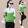 Traje Deportivo para Mujer Otoño 2025 Nuevo Color de Contraste Manga Larga Suelto Talla Grande Estilo Occidental Slim Ropa Casual Conjunto de Dos Piezas