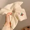 Lenço Quadrado Branco de Tecido Cereja Amarrador de Cabelo para Mulheres Estilo Coreano Coque de Alto Padrão Estilo Relaxado Grande Corda de Cabelo Acessório de Cabelo