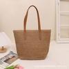 Estilo Coreano Un Hombro Gran Capacidad Estilo Francés Bolsa de Paja Nueva Verano Color Sólido Bolsa de Paja Bolsa Tejida Vacaciones Junto al Mar Bolsa de Playa