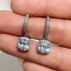 Pendientes de Moda Transfronterizos Europeos y Americanos para Mujer, Exquisitos y de Moda, Pendientes Cuadrados Brillantes de Circonita Diamante para Mujer, Clips para Orejas Estilo Lujo Ligero