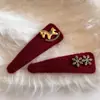 Pinza para el Cabello de Pelo de Pony con Copo de Nieve de Pedrería Roja de Año Nuevo, Pinza para Flequillo Estilo Vintage, Pasador, Pinza Lateral, Accesorio para el Cabello Bb Clip