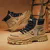 Zapatos de Hombre Estilo Británico para Trabajar en Obras de Construcción, Antideslizantes y Resistentes al Desgaste, Deportes de Montañismo al Aire Libre Botas Martin de Suela Gruesa de Malla Ks8809