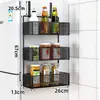 Prateleira de armazenamento lateral para geladeira de cozinha, montada na parede, multifuncional, multicamadas, para armazenar temperos e filme plástico