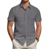 Comércio Exterior 2025 Novo Verão Manga Curta Cor Sólida Cardigã Masculino Camisa Casual Camisa Formal Roupa Masculina