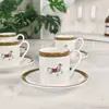 Taza de Café de Porcelana Ouge Estilo Europeo Taza Pequeña para Espresso con Platillo Taza y Platillo Aijiaamatu Taza para el Hogar Taza de Cerámica