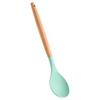 Fabricantes fornecem colher de silicone, ferramenta de colher de cozinha, colher antiaderente, colher comestível de silicone com cabo de faia